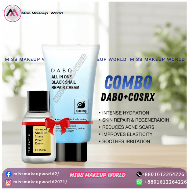 DABO Black Snail Repair Cream + COSRX Advanced Snail 96 Mucin Power Essence কম্বো