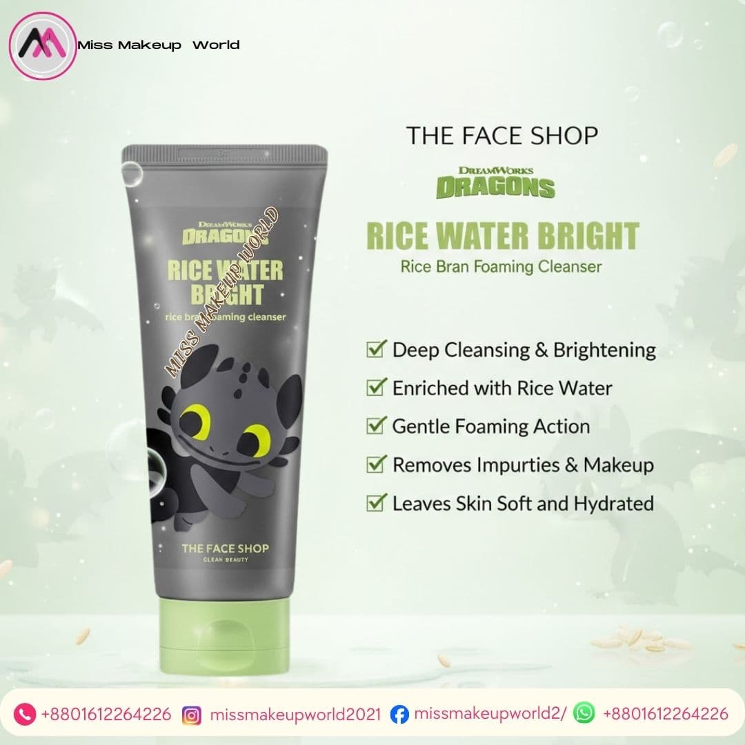 The Face Shop Rice Water Bright Rice Bran Foaming Cleanser (Dragons)