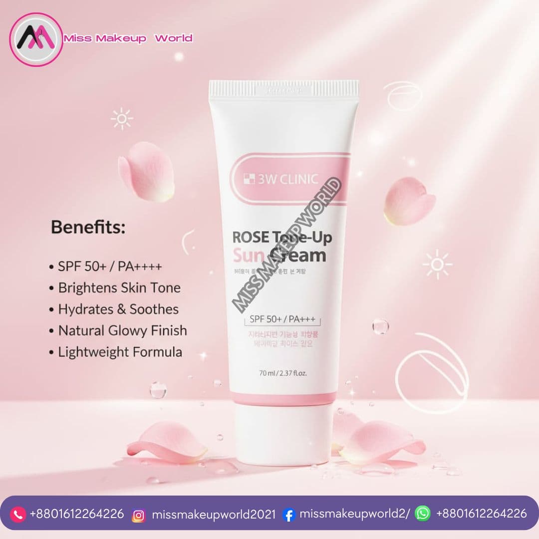 3W Clinic Rose Tone-Up Sun Cream for a rosy glow - Miss Makeup World