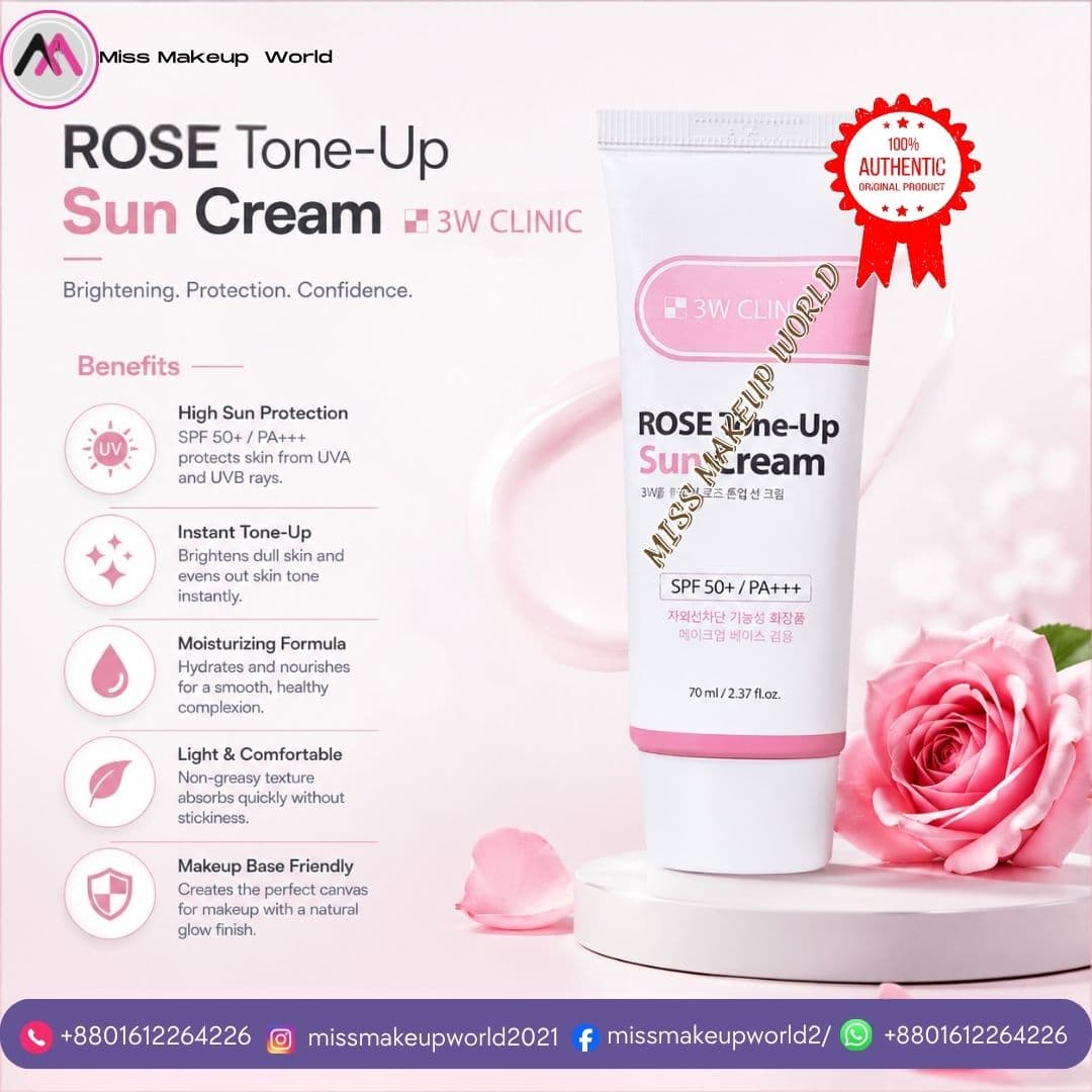 3W Clinic Rose Tone-Up Sun Cream for a rosy glow - Miss Makeup World